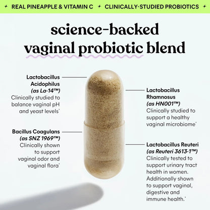 Lemme Purr Vaginal Probiotics for Women - Promotes pH Balance, Healthy Vaginal Odor & Urinary Tract Health w/Lactobacillus Blend, Clinically Tested Strains, Pineapple & Vitamin C - 60 Veggie Capsules LemmeBuy Supplements Australia