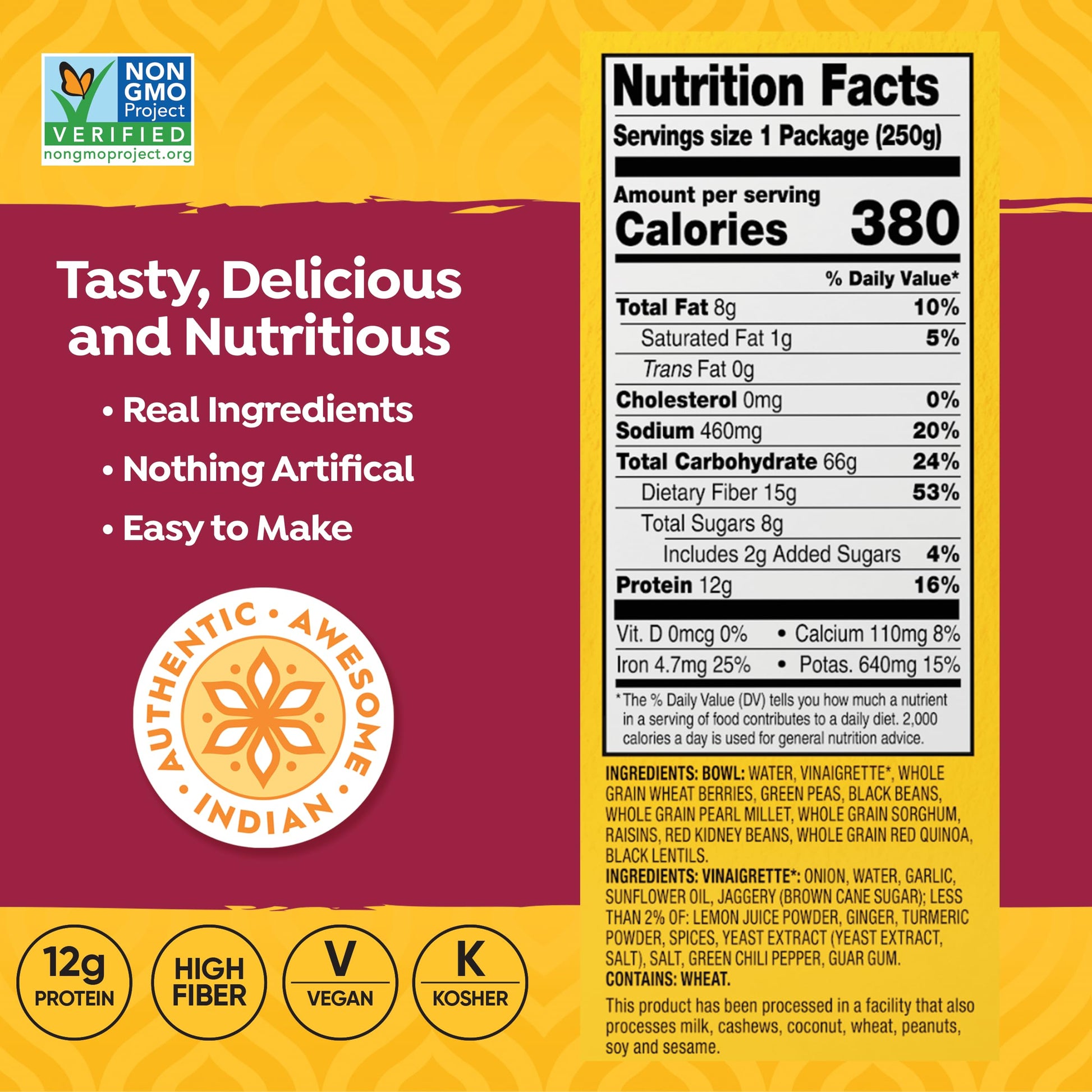 TASTY BITE Indian Protein Bowl, 8.8 Ounce, Pack of 6, Ready to Eat, Microwaveable TASTY BITEBuy Supplements Australia