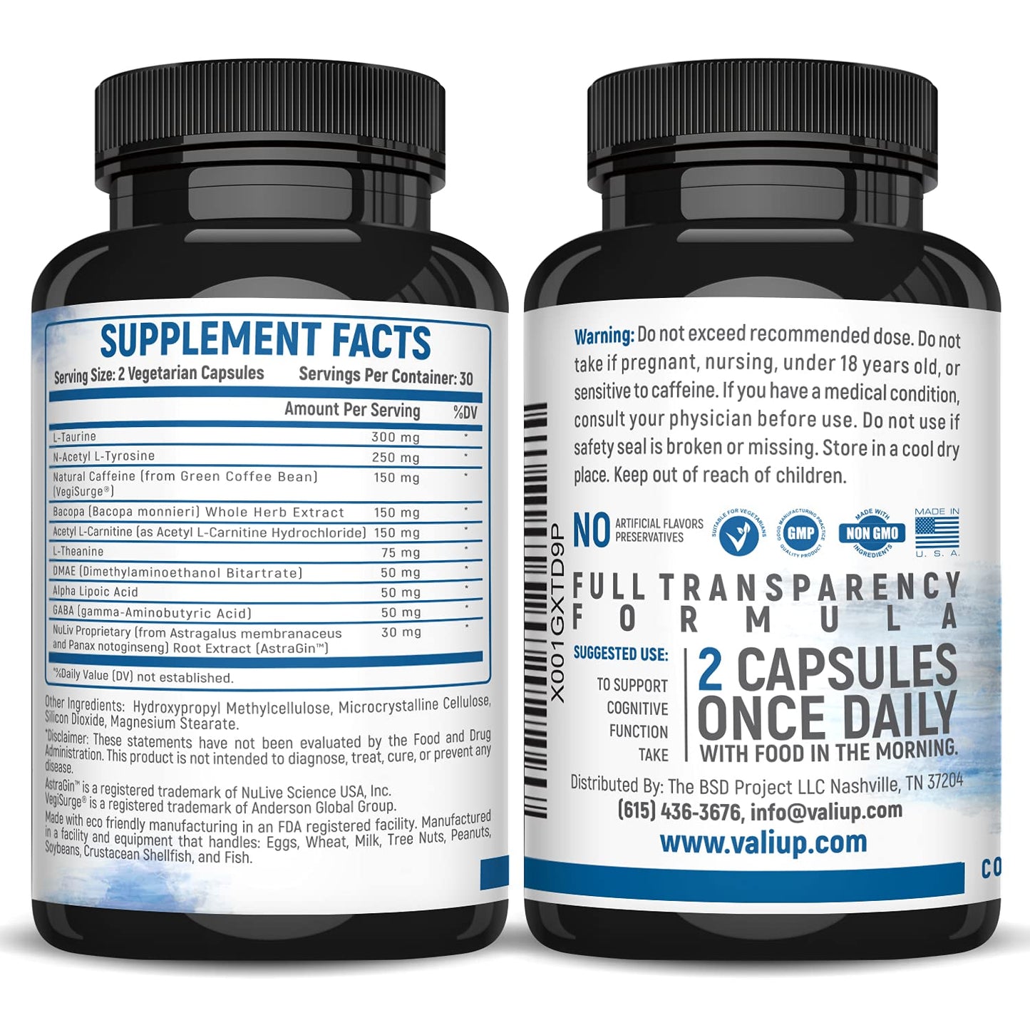 VALI Neuro Force Brain Booster Supplement for Focus, Memory, Clarity & Energy. Extra Strength Nootropic Cognitive Function Support for Mental Performance. with Natural Caffeine. 60 Veggie Capsules VALIBuy Supplements Australia