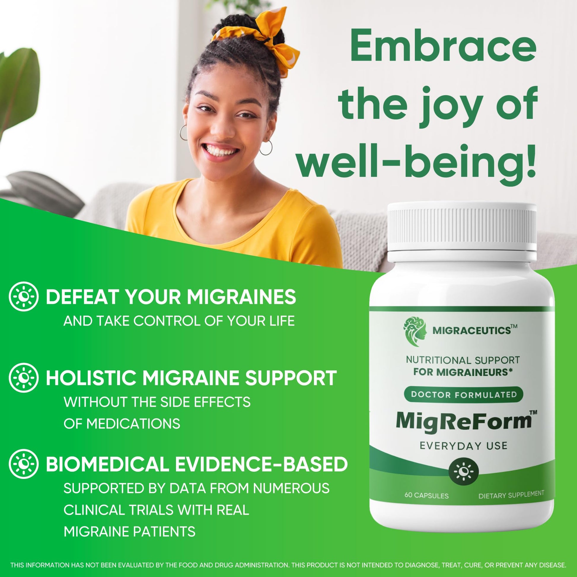 MigReForm – Doctor Formulated Nutritional Supplement and Migraine Wellness Support - Natural Migraine Health Formula with Magnesium, Vitamin B2 & CoQ10-60 Capsules for Women & Men MigraceuticsBuy Supplements Australia