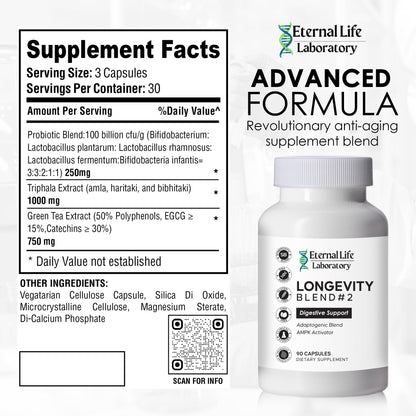 Probiotics for Women and Men, Daily Probiotic Supplement Probiotics and Triphala, Green Tea Extract - Anti-Aging Gut Health Optimizer - Intestinal, Colon & Digestive Health - 90 Capsules Eternal Life LaboratoryBuy Supplements Australia