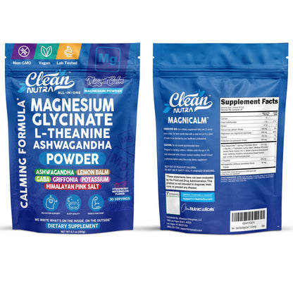 Magnesium Glycinate Powder Supplement + L Theanine Ashwagandha Glycine Apigenin Lemon Balm GABA 5HTP Pink Salt Potassium L Tryptophan Calcium | Powdered Sleep Aid Calm Trace Minerals Vitamin Clean NutraceuticalsBuy Supplements Australia