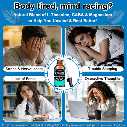 L Theanine Liquid Drops - Double Strength L-Theanine 200mg for Adults & Kids, Fast Absorption Gaba L-Theanine Supplements w. Magnesium & Jujube Seed for Nerve & Sleep, Relaxation & Mood Support丨Vegan AMENQ hHEALTHBuy Supplements Australia