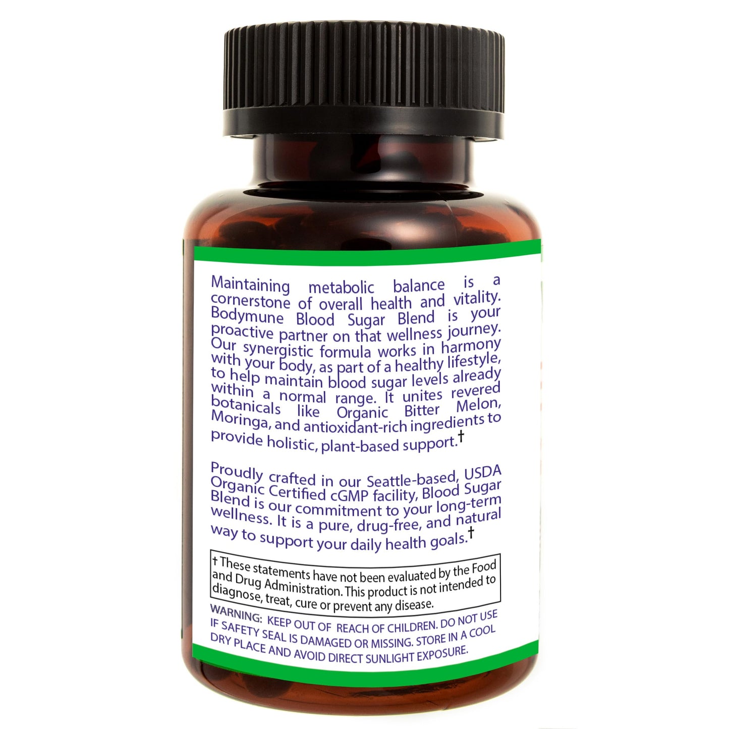 Bodymune USDA Organic Blood Sugar Blend | Supports Healthy Metabolism* | with Bitter Melon, Moringa, Aloe Vera, Nopal, Papaya Extracts & More | 60-Day Supply | Vegan & Non-GMO | USA-Made BodymuneBuy Supplements Australia