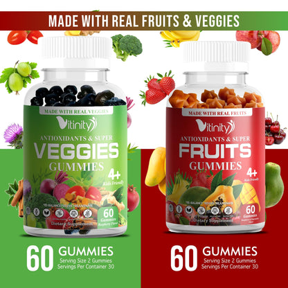 VITINITY Made with Real Fruit-Real Veggie Gummies-Superfood Vegetable Vitamin Supplement for Women,Men,Kids-Blend of Fruit and Greens for Daily Health.Fruits and Vegetables Supplements (30-Day Supply) VITINITYBuy Supplements Australia