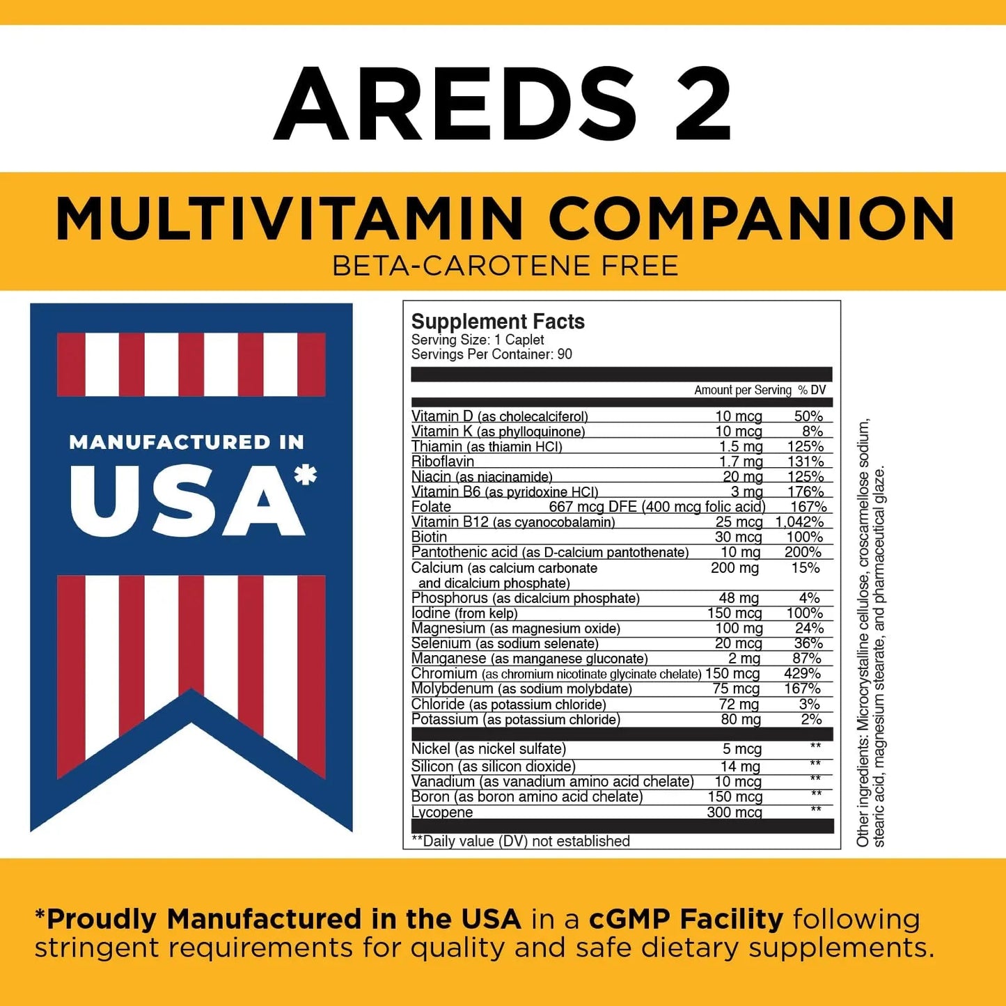 Viteyes Classic AREDS 2 Companion Beta-Carotene Free Multivitamin Supplement, Comprehensive Multivitamin Formula Viteyes