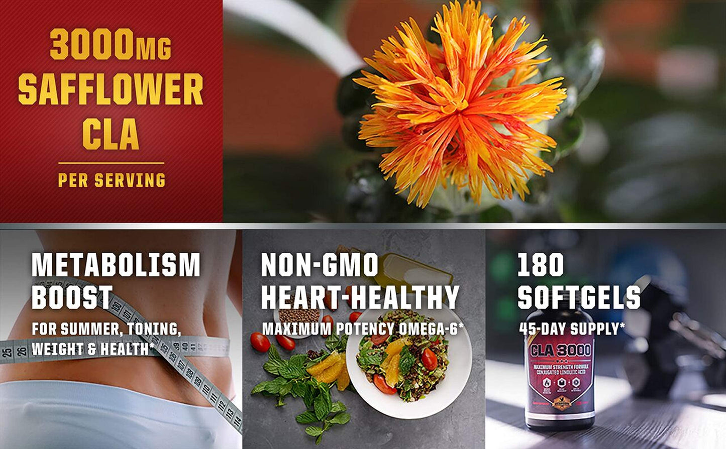 Vitamorph Labs CLA 3000 - CLA Safflower Oil for Metabolism and Weight Loss Management VitamorphBuy Supplements Australia