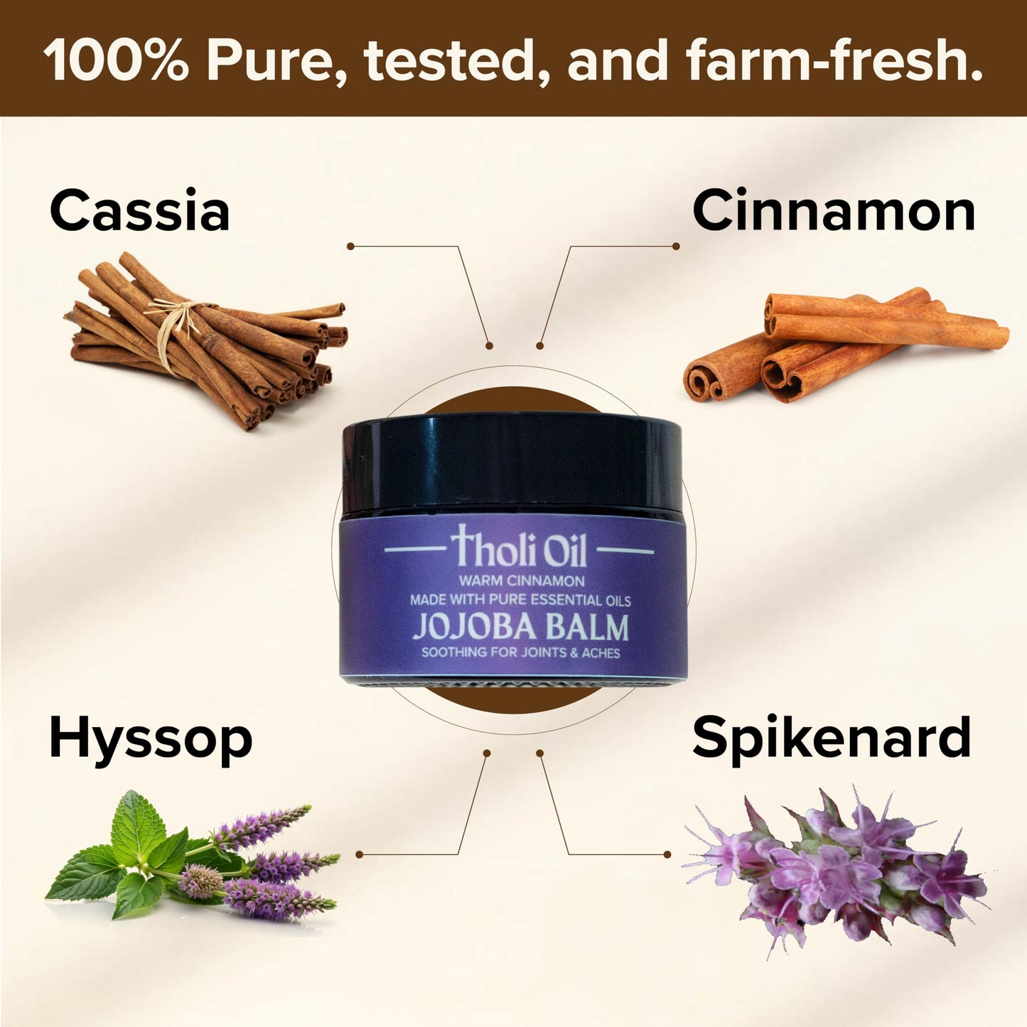 tHOli Plantar Fasciitis Relief Balm – Jojoba Cream with Cinnamon, Cassia, Spikenard & Hyssop – Soothes Heels, Supports Joints & Skin Repair (1oz) Tholi OilBuy Supplements Australia