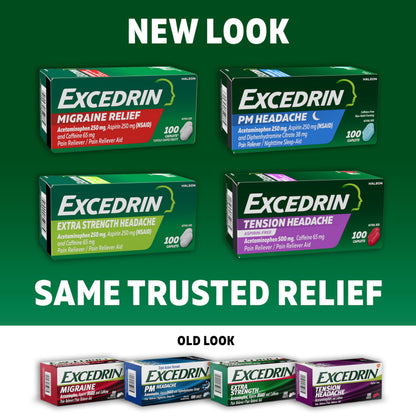Excedrin Tension Headache Relief Caplets Without Aspirin for Head, Neck and Shoulder Pain Relief - 100 Count ExcedrinBuy Supplements Australia