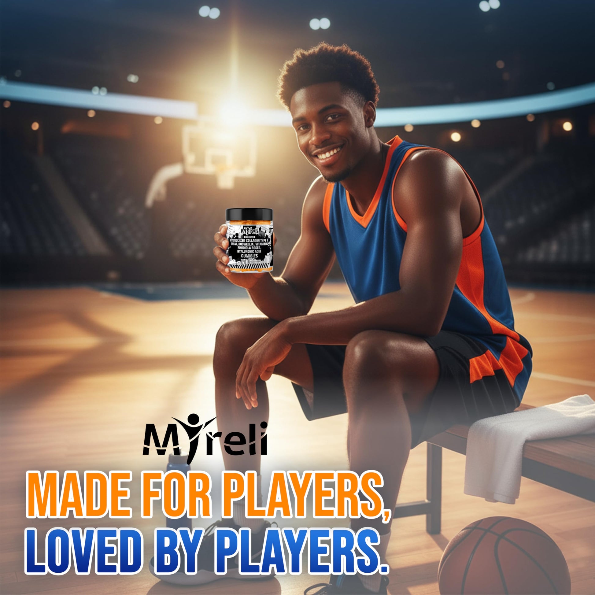 MYRELI Hydrolyzed Collagen Type II 500mg, MSM 700mg, Boswellia 200mg, Vitamin C 400mg, Rhodiola 100mg, Hyaluronic Acid 100mg, Joint Mobility, Flexibility, Basketball Athletes, Vegan, Non GMO, 60 Gummy MYRELIBuy Supplements Australia