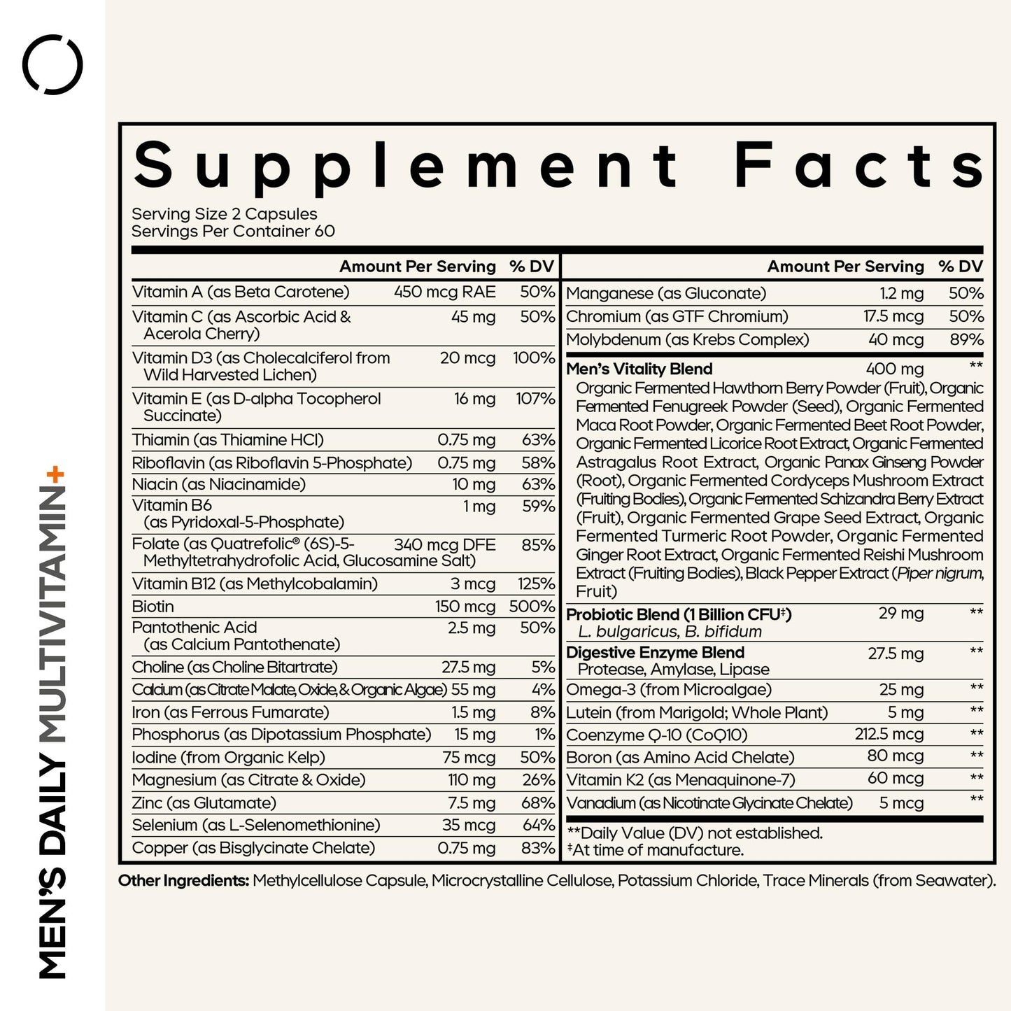 Codeage Men’s Daily Multivitamin – 25+ Essential Vitamins & Minerals, Organic Whole Foods, Probiotics, Omega-3, Zinc, Vitamins A, B, C, D, E & K – 120 Capsules CodeageBuy Supplements Australia