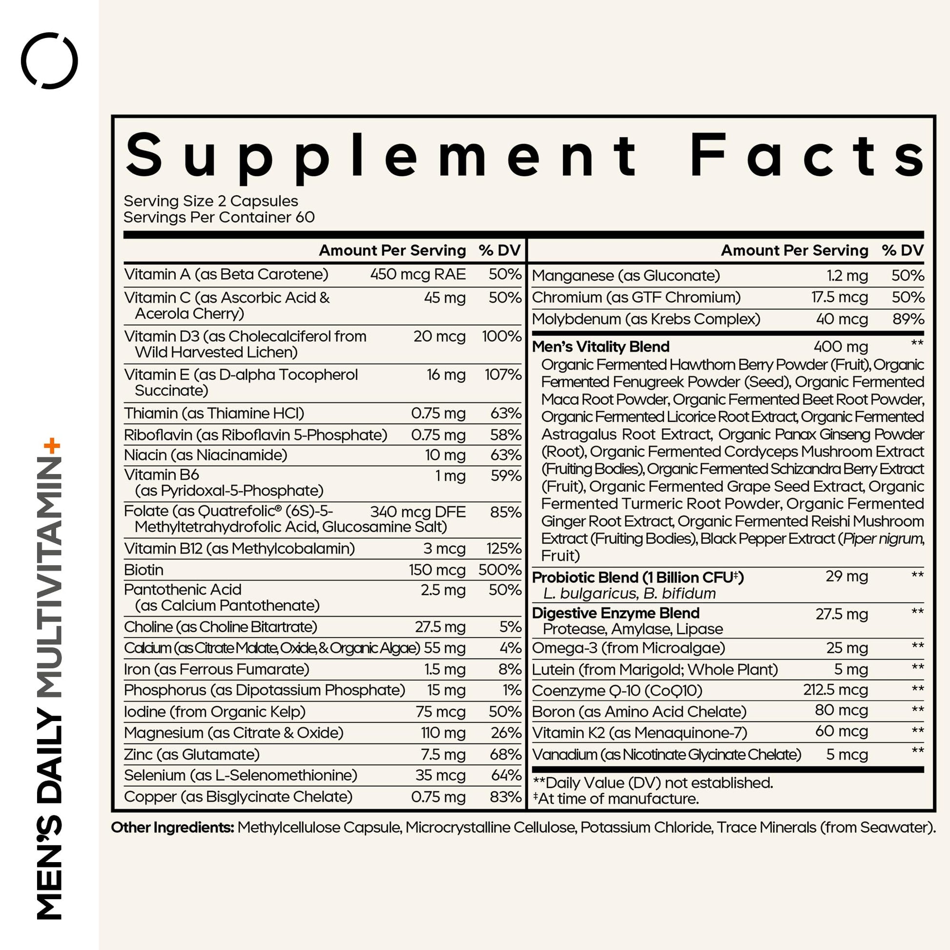 Codeage Men’s Daily Multivitamin – 25+ Essential Vitamins & Minerals, Organic Whole Foods, Probiotics, Omega-3, Zinc, Vitamins A, B, C, D, E & K – 120 Capsules CodeageBuy Supplements Australia