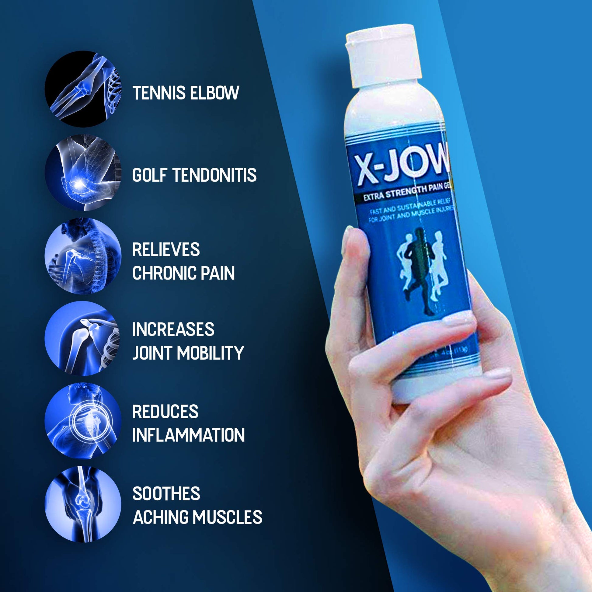 HerbX X-Jow Extra Strength Pain Relief Gel 4 oz - Herbal Massage Gel for Massage Therapy and Sports - Pain Terminator Cream for Muscles, Shoulders, and Joints Inflammation, Soreness and Discomfort x-jowBuy Supplements Australia