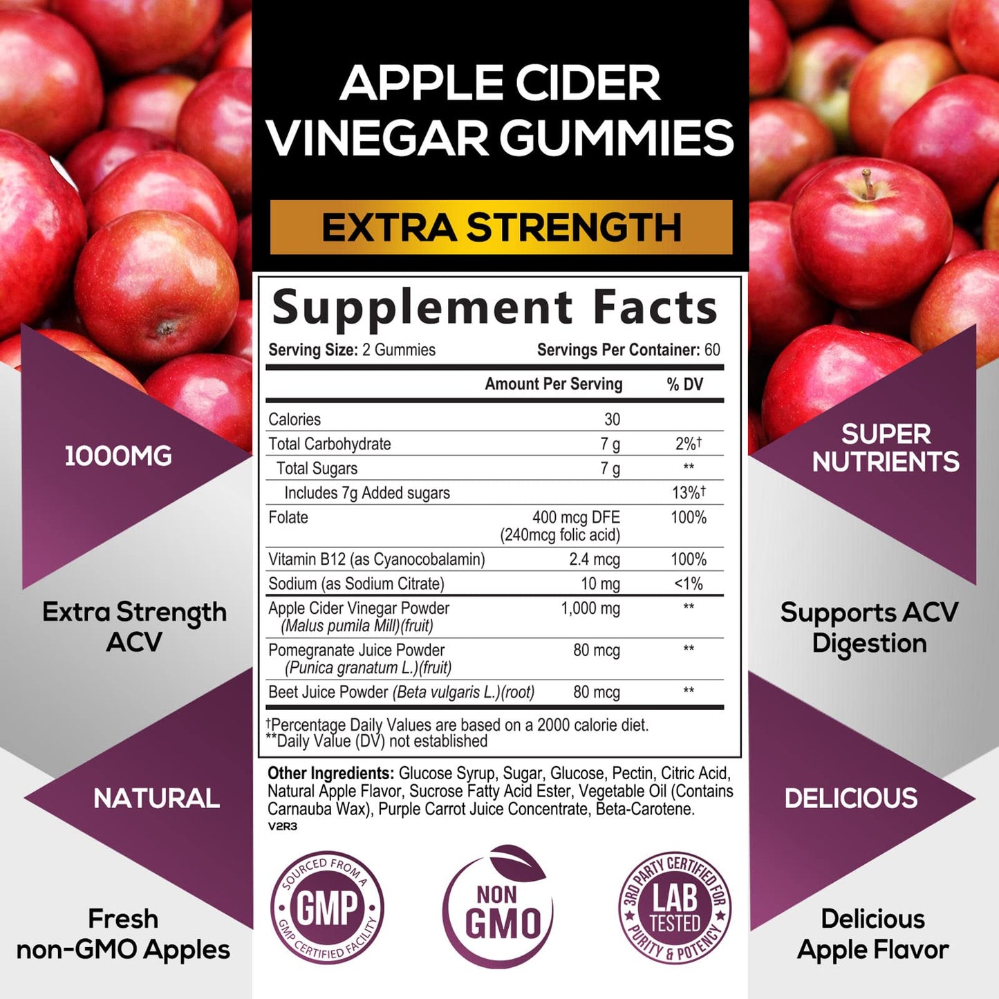Nature's Nutrition Apple Vinegar Gummy for Weight Loss 1000mg - Vegan Apple Cider Vinegar Nature's NutritionBuy Supplements Australia
