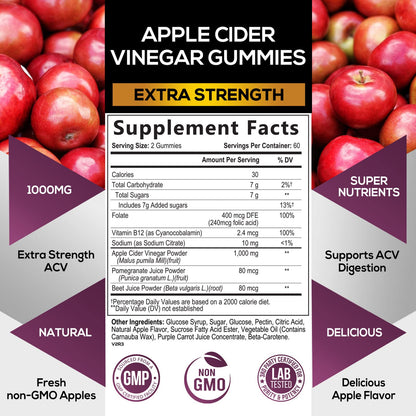 Nature's Nutrition Apple Vinegar Gummy for Weight Loss 1000mg - Vegan Apple Cider Vinegar Nature's NutritionBuy Supplements Australia