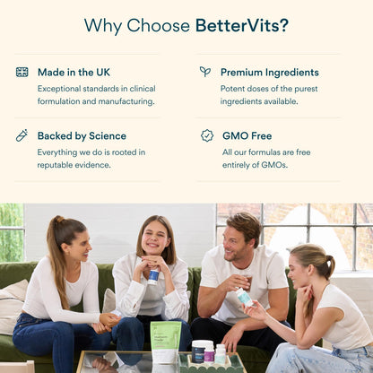 Bettervits Magnesium Glycinate Complex with Citrate Malate Zinc & Vitamin D3 | High Absorption Pure Magnesium 225mg Supplement Chelated Formula for Muscle Relaxation, Sleep Support – 60 Capsules BettervitsBuy Supplements Australia
