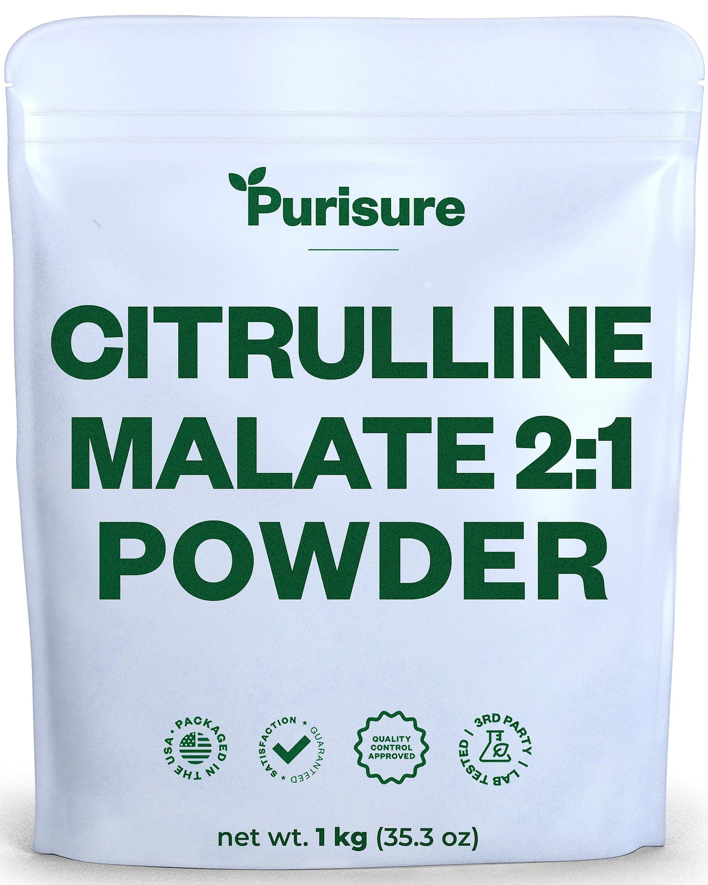 Purisure Citrulline Malate 2:1 Powder, 1 kg, Citrulline Supplement and Citrulline Nitrate