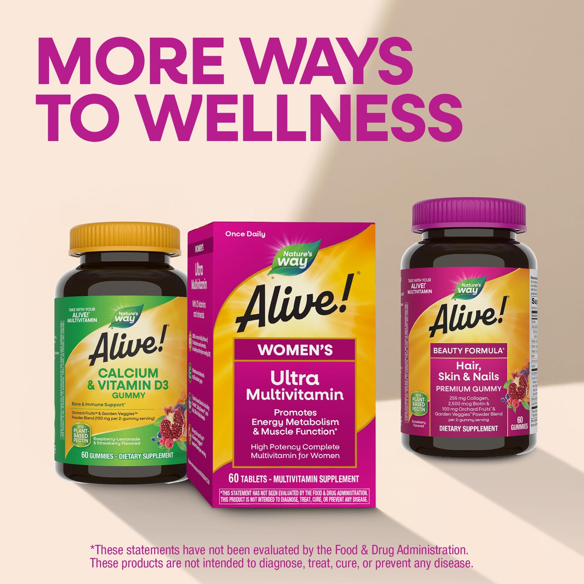 Nature's Way Alive! Ultra Multivitamin for Women, Complete Daily Women's Vitamins, High Potency Formula, Promotes Energy Metabolism and Muscle Function*, Vitamin A, C, D, Methylated B12, 60 Tablets Nature's WayBuy Supplements Australia