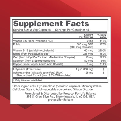 PROTOCOL FOR LIFE BALANCE Ortho Thyroid - Supports Healthy Thyroid Function* - with Ashwagandha, Zinc & Selenium - Non-GMO & Kosher - 90 Veg Capsules PROTOCOL FOR LIFE BALANCEBuy Supplements Australia