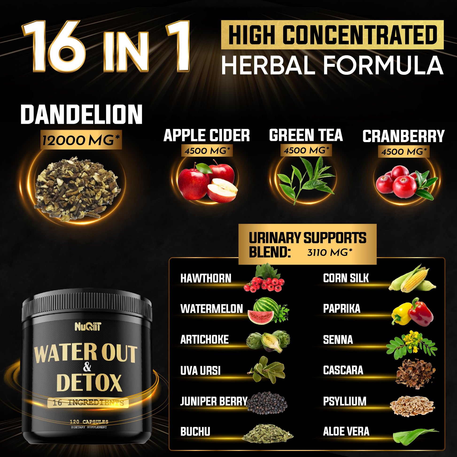 Nuqiit Water Out Supplement with Dandelion Root 12000mg Apple Cider Vinegar 4500mg & More NuqiitBuy Supplements Australia