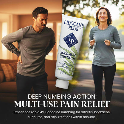 Lidocaine Plus 4% Lidocaine Cream Maximum Strength Pain & Itch Relief - Non-Greasy Formula Numbing Cream - Fast Acting Topical Pain Reliever, Soothing Topical Analgesic Aloe Vera Scent - 4 oz Lidocaine PlusBuy Supplements Australia