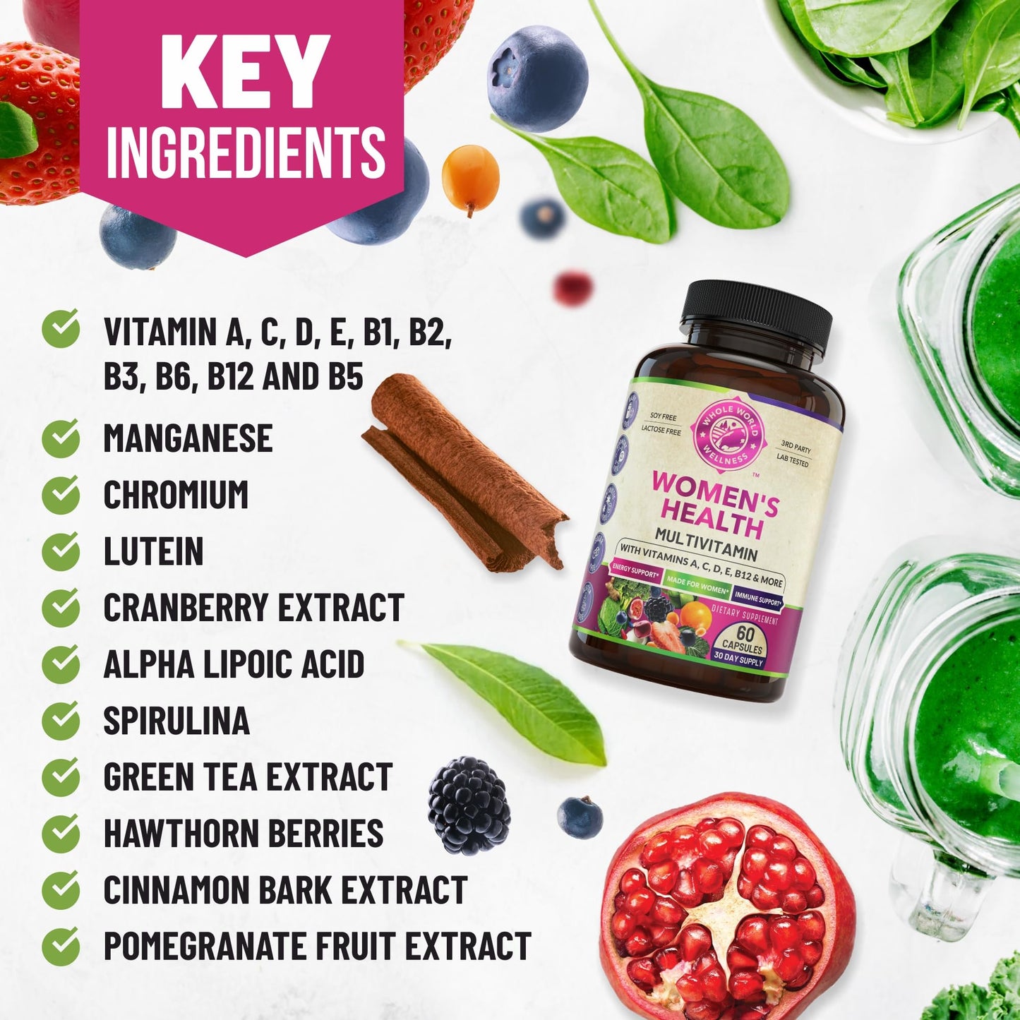 Womens Daily Multivitamins & Multimineral Supplement for Energy, Mood, Focus, Hair WHOLE WORLD WELLNESSBuy Supplements Australia