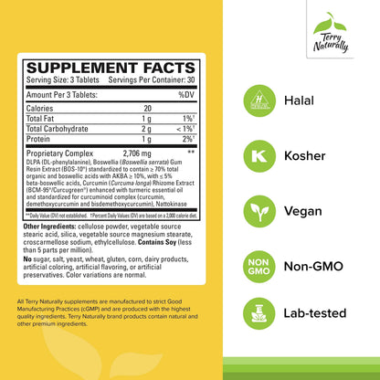 Terry Naturally Curamin Extra Strength - Curcumin & Boswellia for Healthy Circulation Support - Turmeric Supplement to Support Joints, Muscle Health & Endorphin Production - 90 Tablets Terry NaturallyBuy Supplements Australia