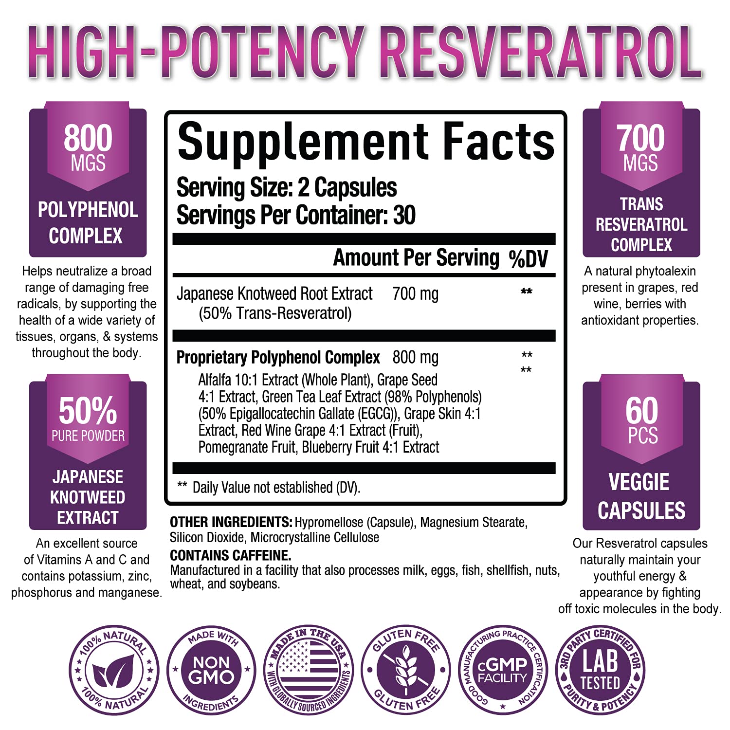 Premium Resveratrol Supplement 1500mg - Max Strength, Trans Resveratrol Capsules Purely OptimalBuy Supplements Australia