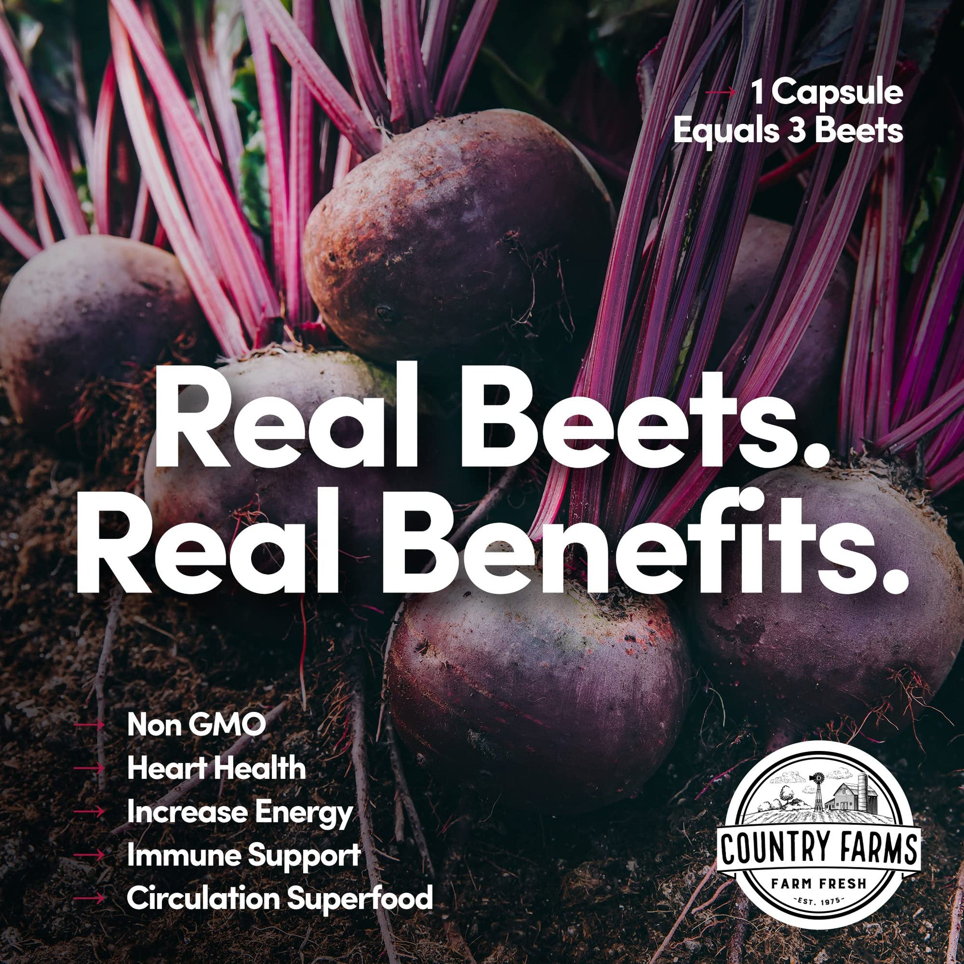 COUNTRY FARMS Bountiful Beets Root Capsules, Wholefood Beet Extract Superfood COUNTRY FARMSBuy Supplements Australia