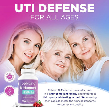 Pelvana D-Mannose 120 Capsules (500mg Each) – 1000mg per Serving – Assists & Maintains Healthy Urinary Tract, Flushes Impurities, Pure Ingredients, Gluten-Free – Third-Party Lab Tested, Made in USA PelvanaBuy Supplements Australia