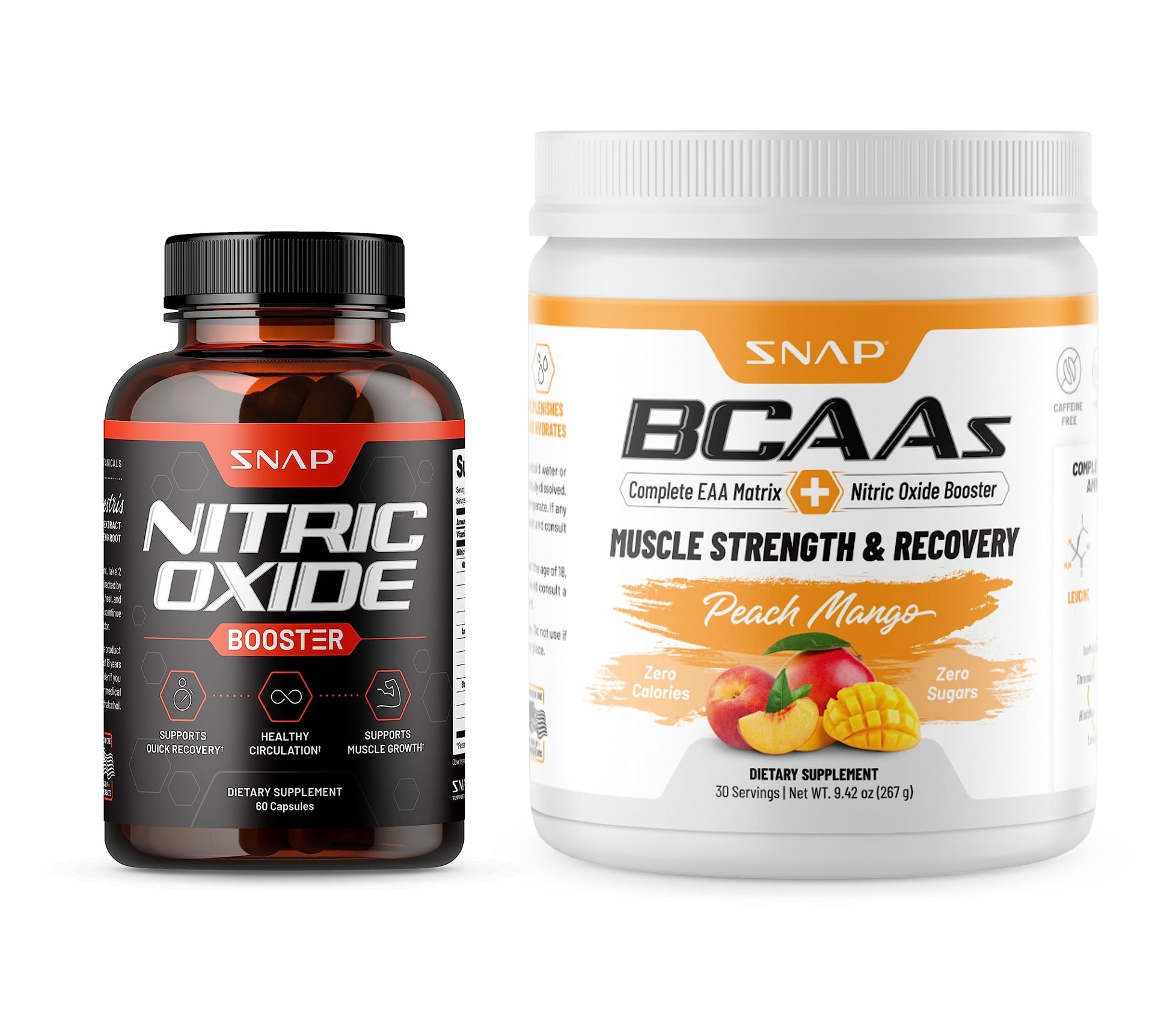 Snap Supplements Nitric Oxide Booster and BCAA Powder