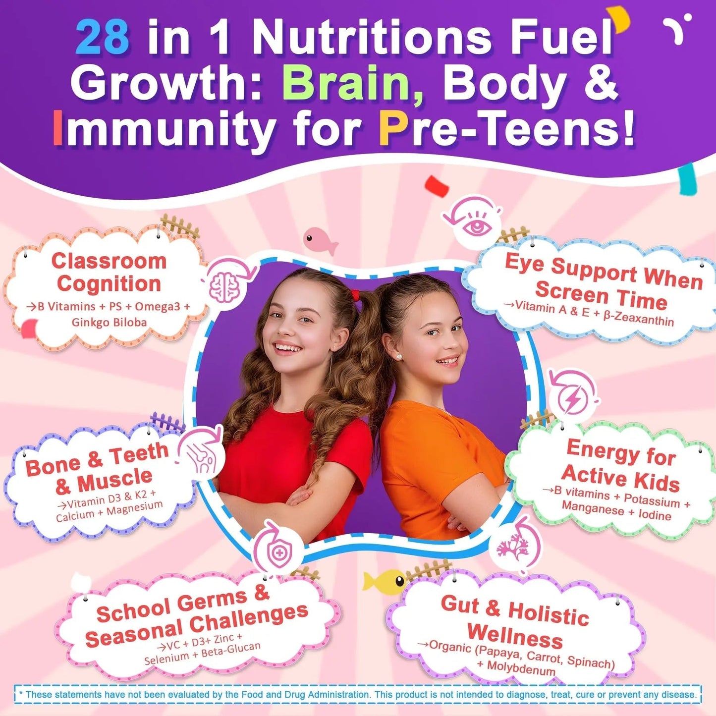 Nextdia Multivitamin Filled Gummies for Teen Boys Girls 12-17, 18, 19, Kids 10+ Multivitamin with Omega 3, Calcium + Magnesium + Zinc, Multi-Minerals NextdiaBuy Supplements Australia
