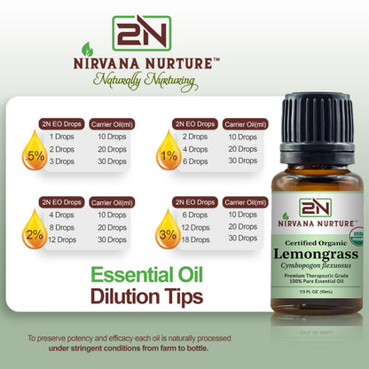 Nirvana Nurture Lemongrass Essential Oil USDA Certified Organic 100% Pure Premium Therapeutic Grade Nirvana NurtureBuy Supplements Australia