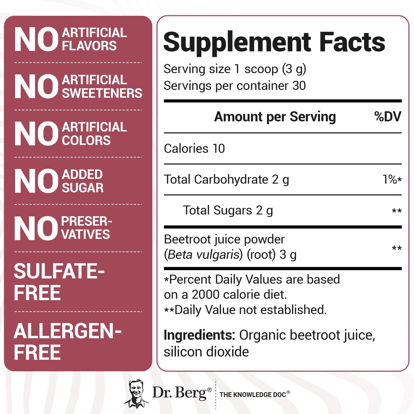 Dr. Berg Raw Organic Beet Powder from Real Earth-Grown Beets – USDA Certified Organic Beet Root Powder to Support Nitric Oxide Levels, Energy