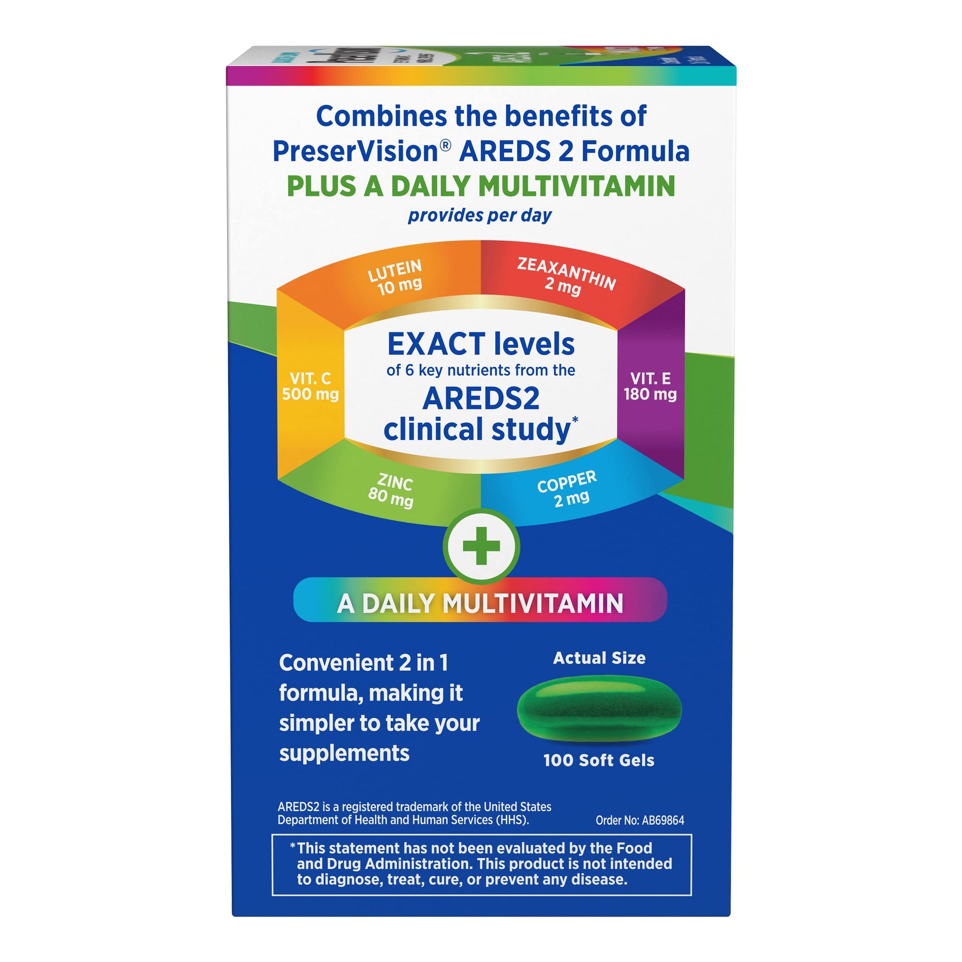 PreserVision AREDS 2 + Multivitamin, #1 Eye Doctor Recommended Brand, 2-in-1 Eye Vitamin with Lutein, Zeaxanthin, Zinc, and Vitamin C, D & E, 100 Softgels PreserVisionBuy Supplements Australia