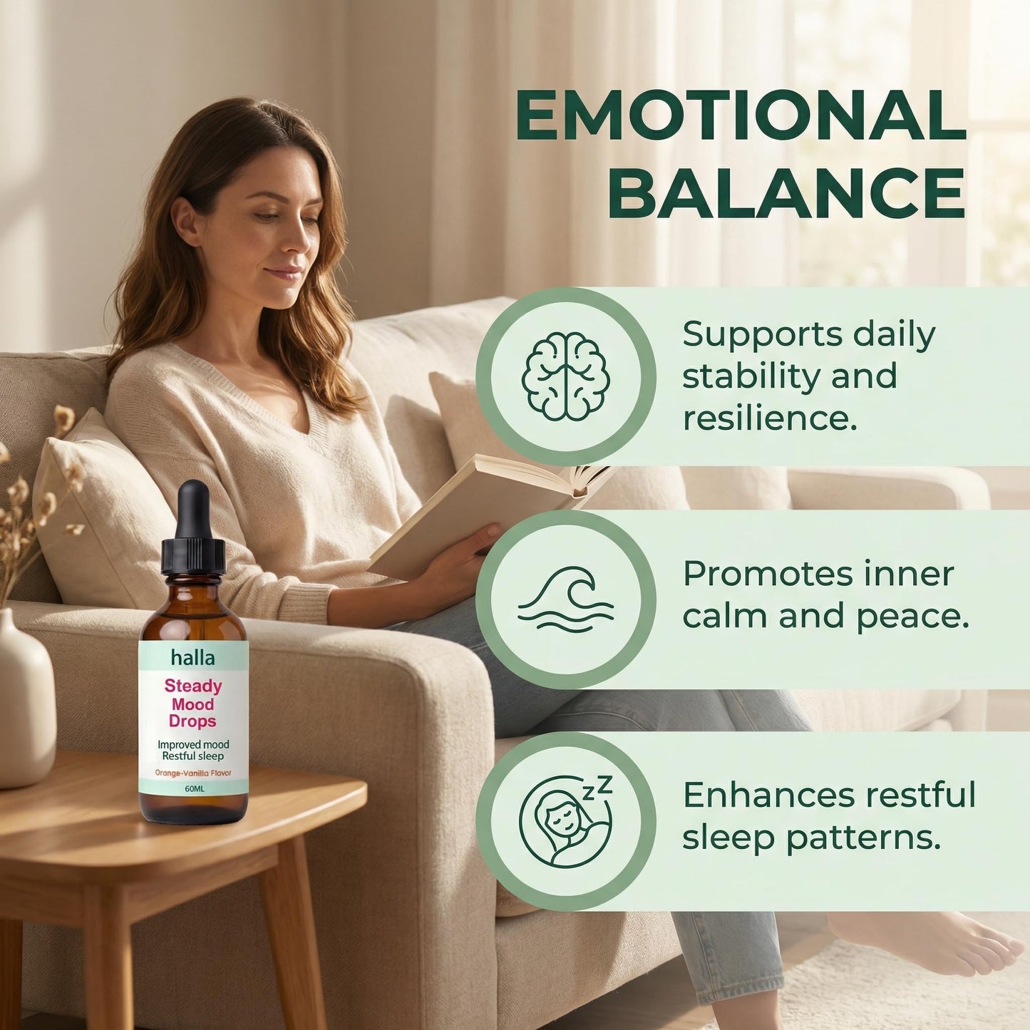 Halla Steady Mood Drops, with Saffron Extract – Fast Absorption Cognitive & Emotional Balance Supplement – Advanced Brain Nutrient Blend – Orange Vanilla Flavor, 2 fl oz DFTLUUEBuy Supplements Australia