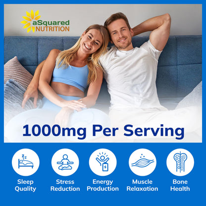 Magnesium Glycinate 1000mg with Vitamin D3 & B6-500mg per Capsule - Pure Elemental Mag Supplement Complex for Sleep, Muscle, Bone Health