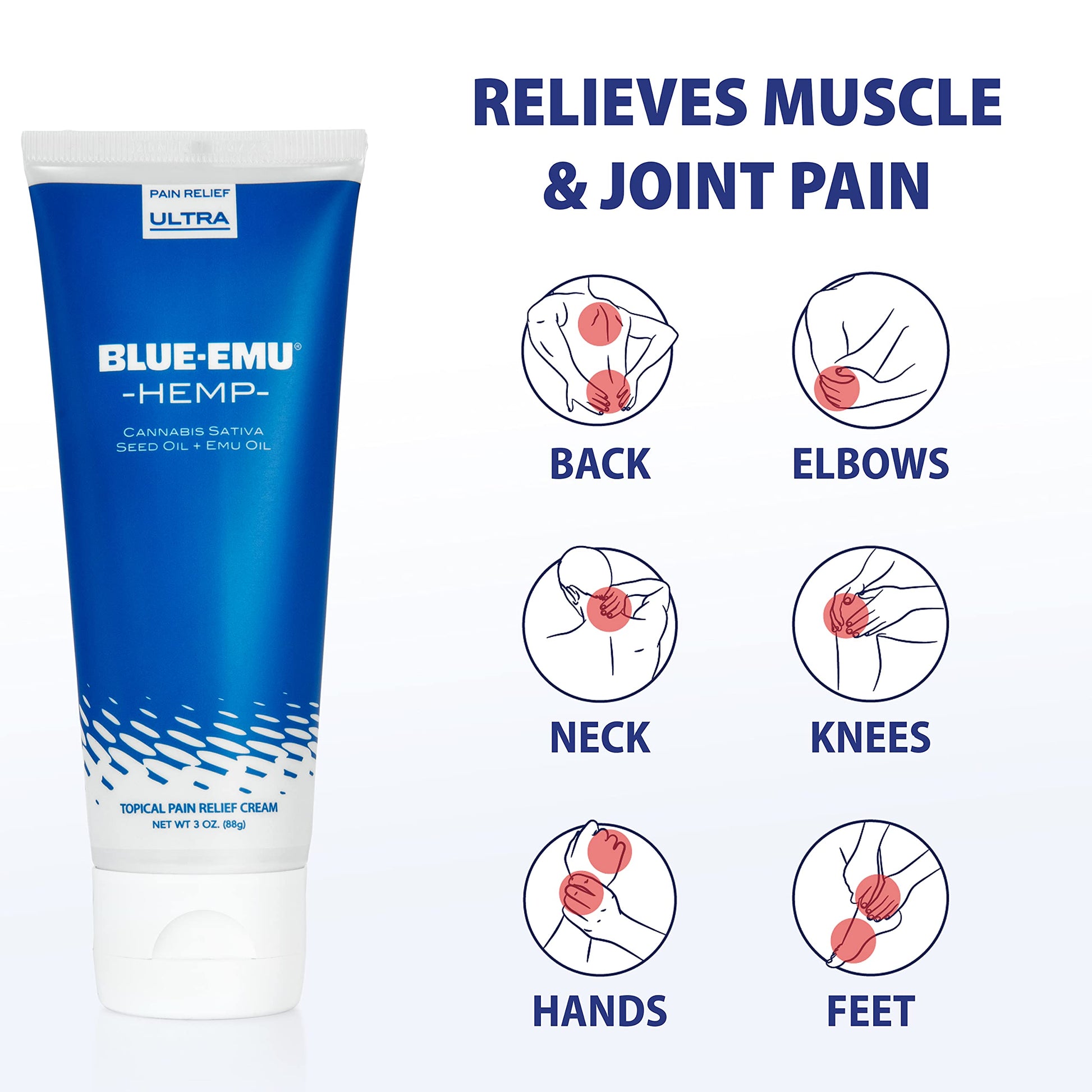 BLUE-EMU Ultra Hemp Arthritis Pain Relief Cream for Fast Joint & Muscle Relief, 3 Oz, 1 Pack BLUE-EMUBuy Supplements Australia