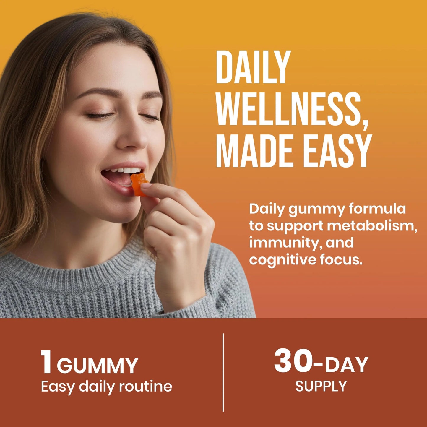 CHARMSVEDA Multivitamin Gummies – Energy, Immunity & Overall Wellness with DHA, Vitamin C, Zinc & Antioxidants – Orange Flavour – 30 Gummies CHARMSVEDA