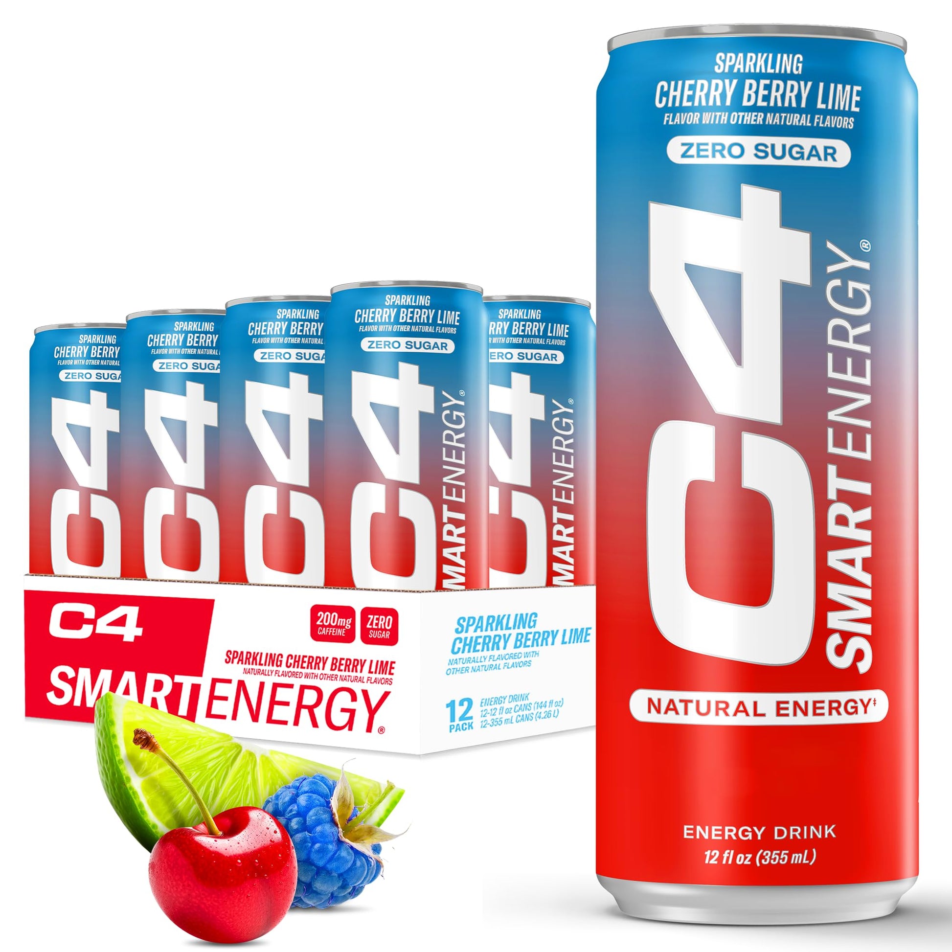 Cellucor C4 Smart Energy Drink - Sugar Free Performance Fuel & Nootropic Brain Booster, Coffee Substitute or Alternative | Cherry Berry Lime 12 Oz - 12 Pack C4Buy Supplements Australia
