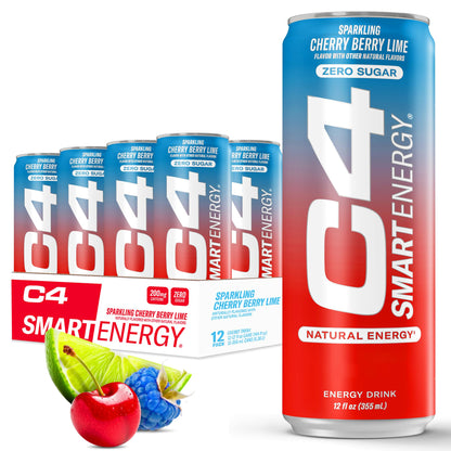 Cellucor C4 Smart Energy Drink - Sugar Free Performance Fuel & Nootropic Brain Booster, Coffee Substitute or Alternative | Cherry Berry Lime 12 Oz - 12 Pack C4Buy Supplements Australia