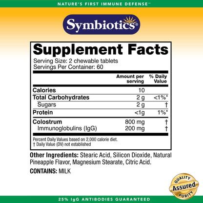 Symbiotics Immunity Support Colostrum Plus Chewables (Pineapple) SymbioticsBuy Supplements Australia