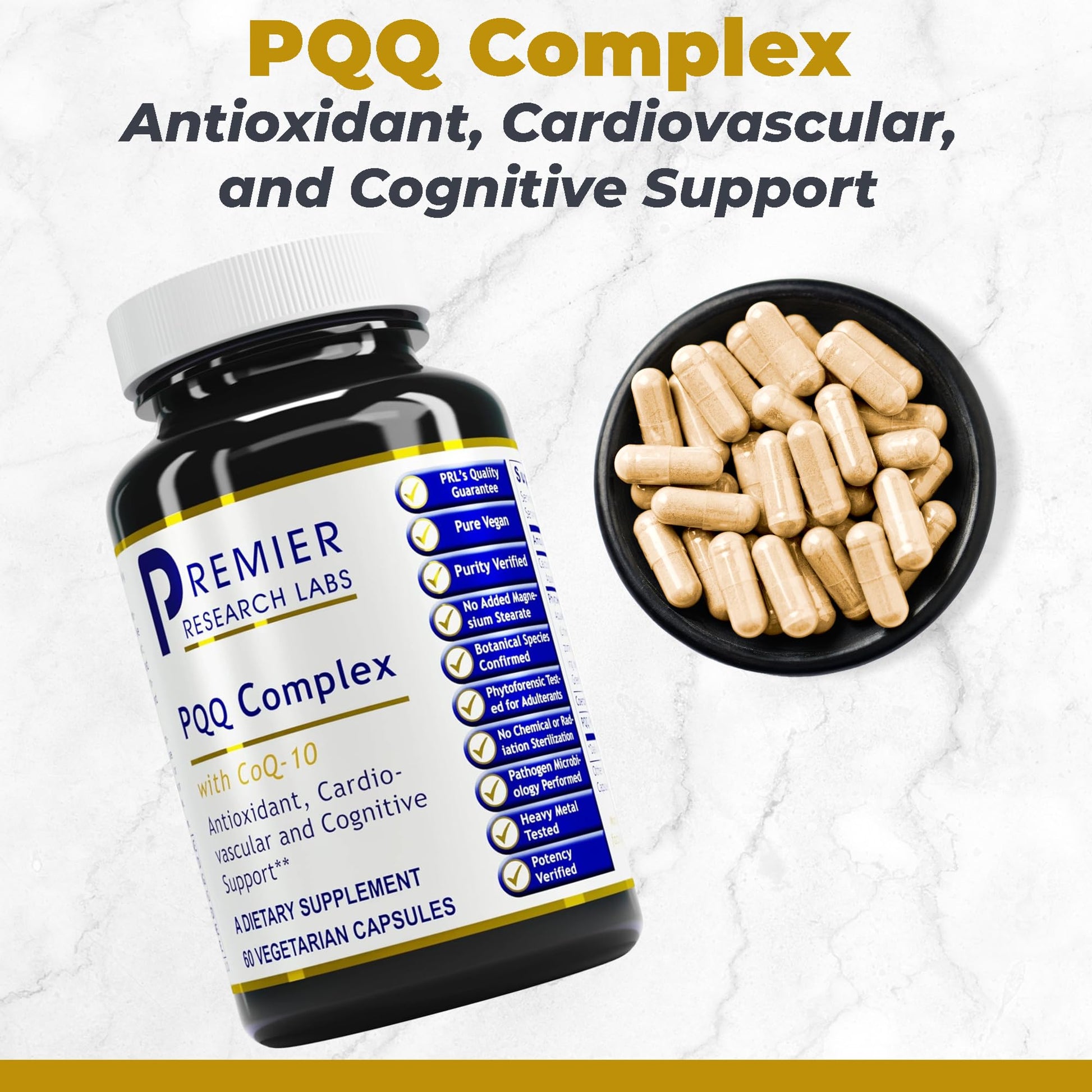 Premier Research Labs Premier PQQ Complex with CoQ10 - Coenzyme Q10, Co Q 10 Supplement with Pyrroloquinoline Quinone (PQQ) for Antioxidant, Brain & Heart Support - 60 Vegetarian Capsules Premier Research LabsBuy Supplements Australia