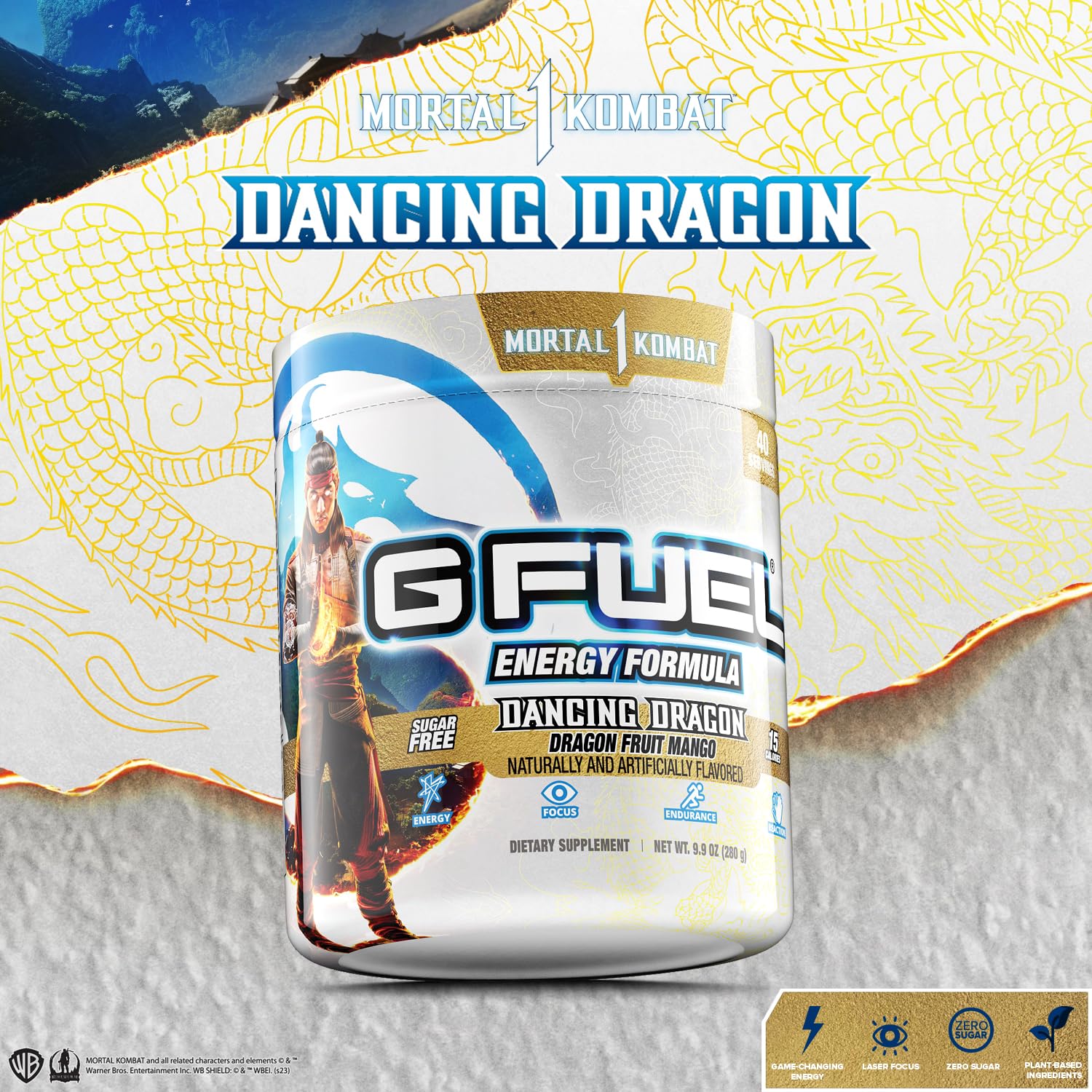 G fuel Mortal Kombat Dancing Dragon Energy Powder, Sugar Free, Clean Caffeine Focus G fuelBuy Supplements Australia