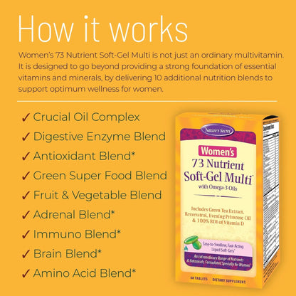 Nature's Secret Women’s 73-Nutrient Soft-Gel Multi – 60 Liquid Soft-Gels – Complete Female Wellness Support - 2 Pack Nature's Secret
