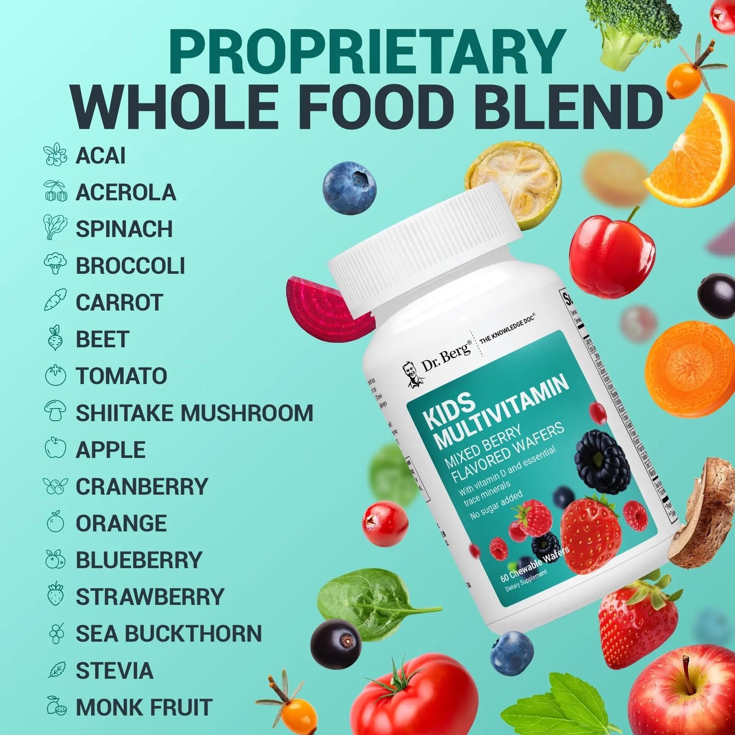 Dr. Berg Kids Chewable Multivitamins (NOT Sweetened w/Sugar) - Daily Multivitamin for Kids That Includes 20 Nutrients & Trace Mineral Complex Dr. Berg NutritionalsBuy Supplements Australia