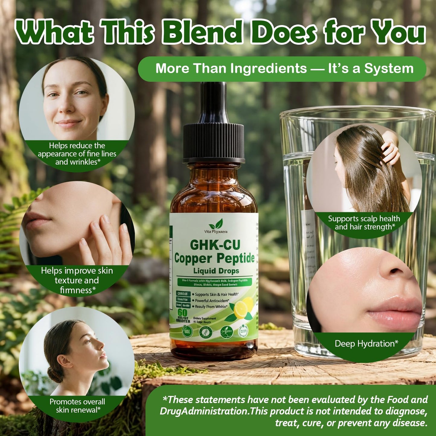 Vita PLynxera GHK-CU Peptide Supplement Liquid Drops, Premium 6-in-1 GHK CU Copper Peptides w. Marine Collagen Hyaluronic Acid Biotin for Anti-Aging, Skin Hair Growth Support, Oral Drops丨Women Men Vita PLynxeraBuy Supplements Australia
