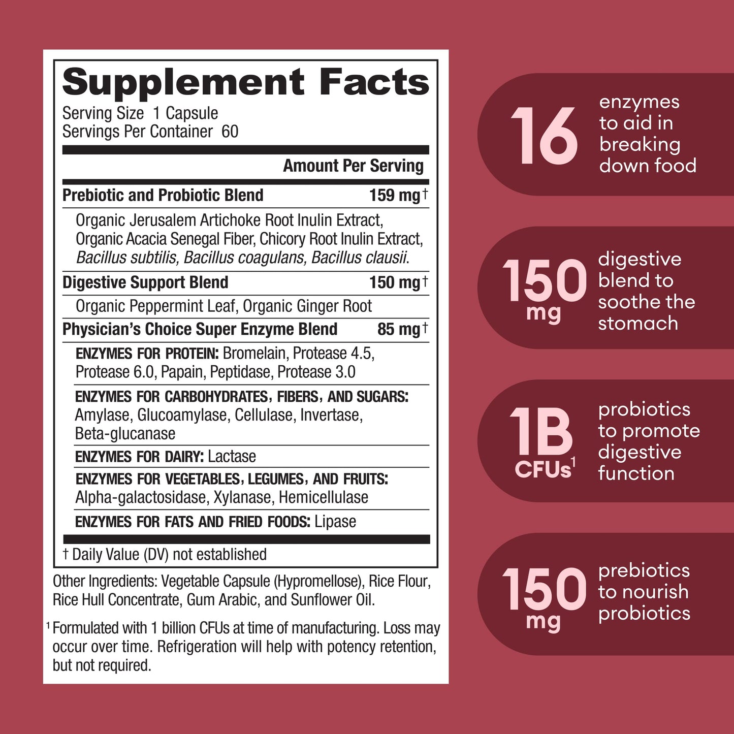 Physician's CHOICE Digestive Enzymes - Multi Enzymes, Bromelain, Organic Prebiotics Physician's CHOICEBuy Supplements Australia