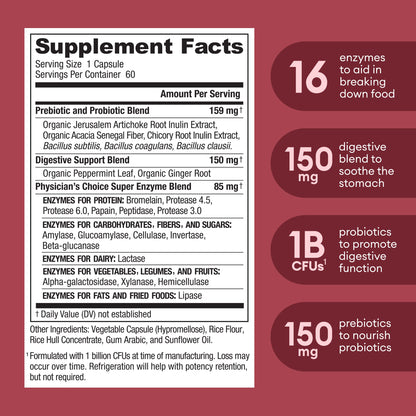 Physician's CHOICE Digestive Enzymes - Multi Enzymes, Bromelain, Organic Prebiotics Physician's CHOICEBuy Supplements Australia