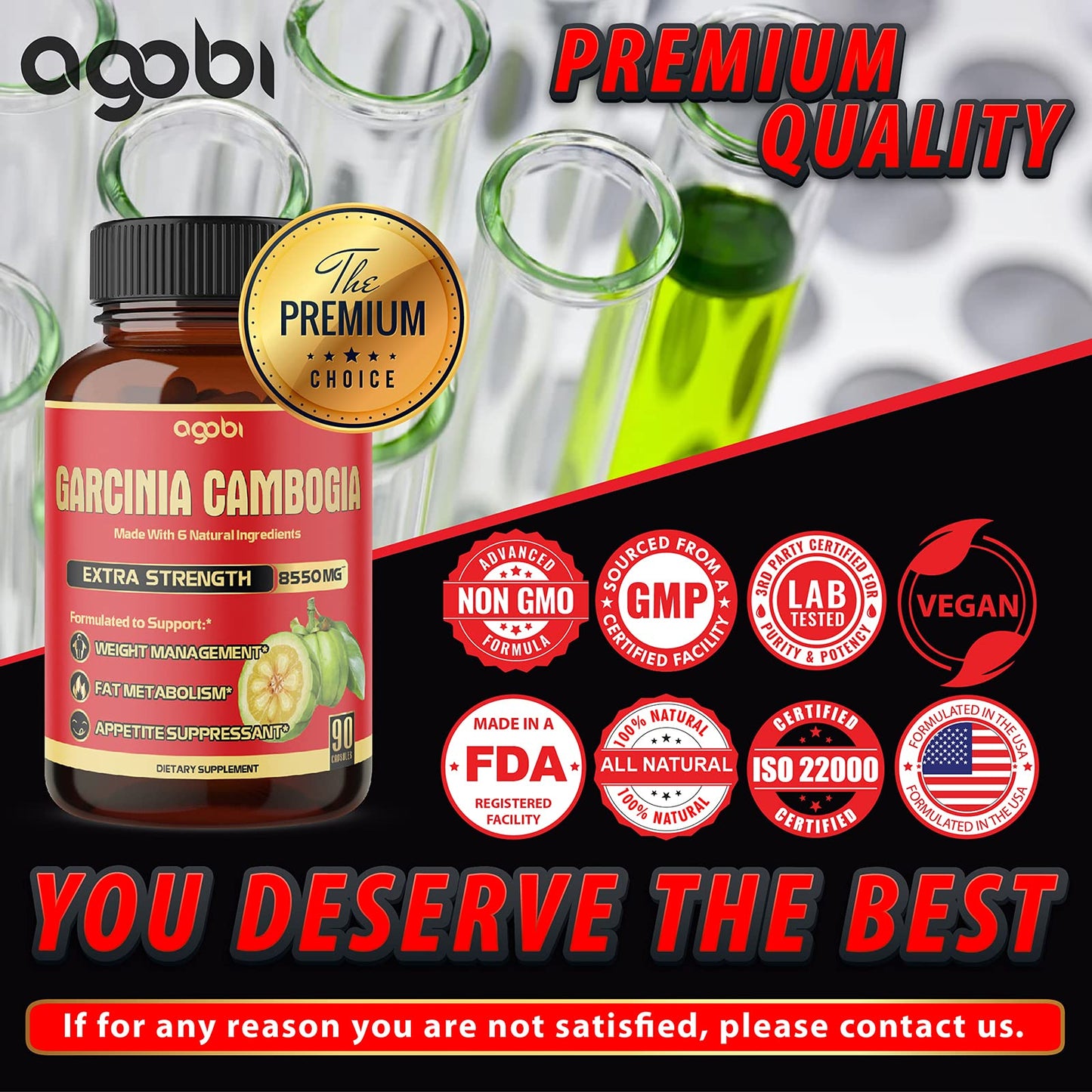 agobi Pure Garcinia Cambogia Capsules 8550mg - 6in1 with Green Tea, Arjuna, Garlic Bulb agobiBuy Supplements Australia